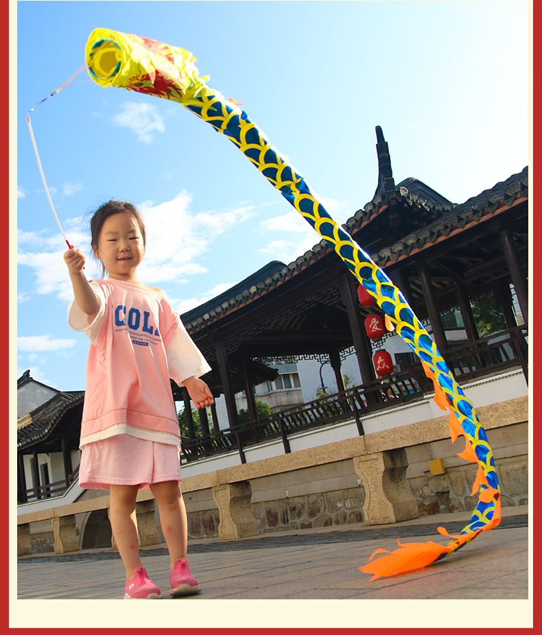 3M Dragon Dragon Dance New Year Gift Children Diabolo Props Fitness Dragon Ribbon مع قضيب