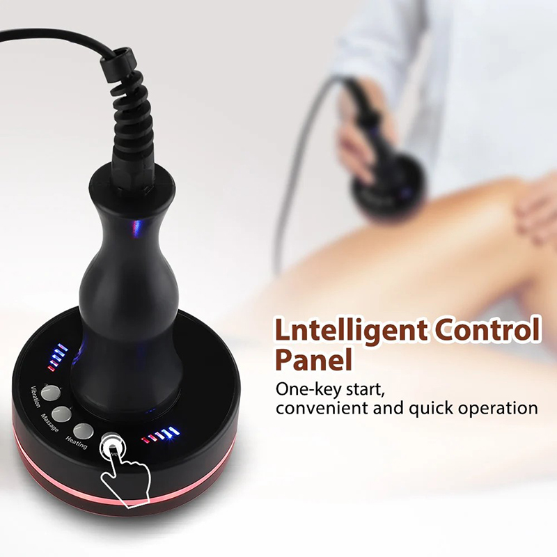 Microcurrent Cellulite Massager Heating Vibration Handheld Lymphatic Drainage Massager Electric Meridian Massage Brush Red Light Infrared Heat Physiotherapy