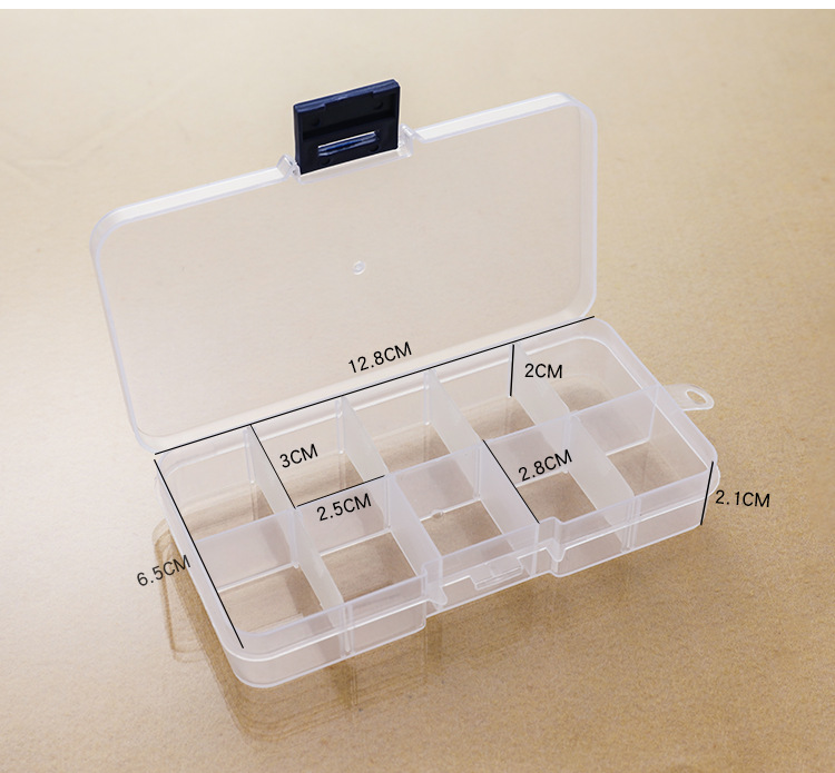 10 Grids Jewelry Storage Box Plastic Transparent Display Case Organizer Holder for Beads Ring Earrings Jewelry LX78