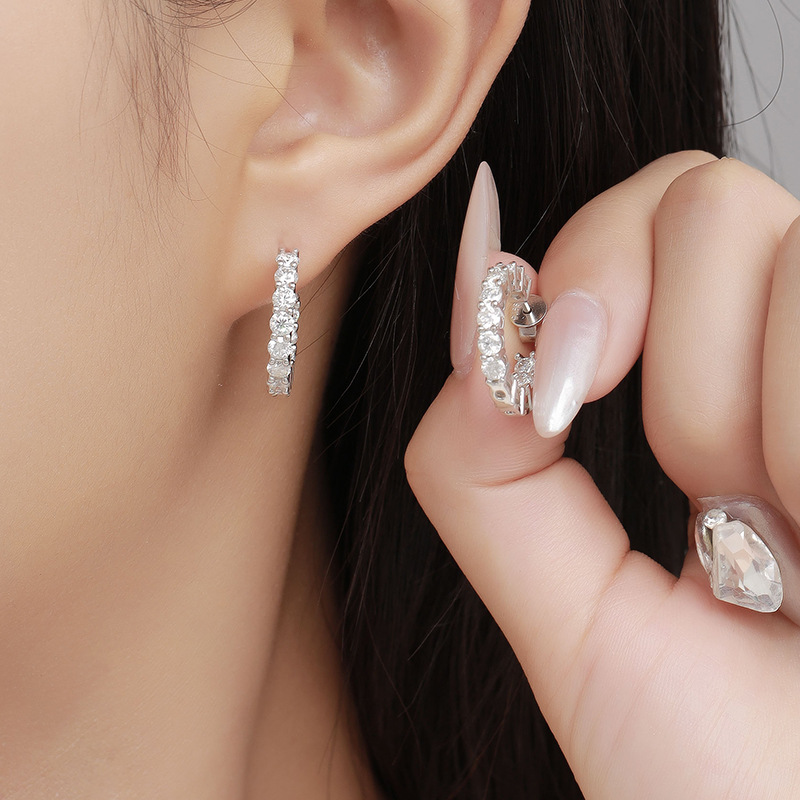 Boucles d'oreilles en diamant Moissanite faites à la main, 3mm, 100% en argent Sterling 925 véritable, bijoux de fête de mariage pour femmes, bijoux de fiançailles