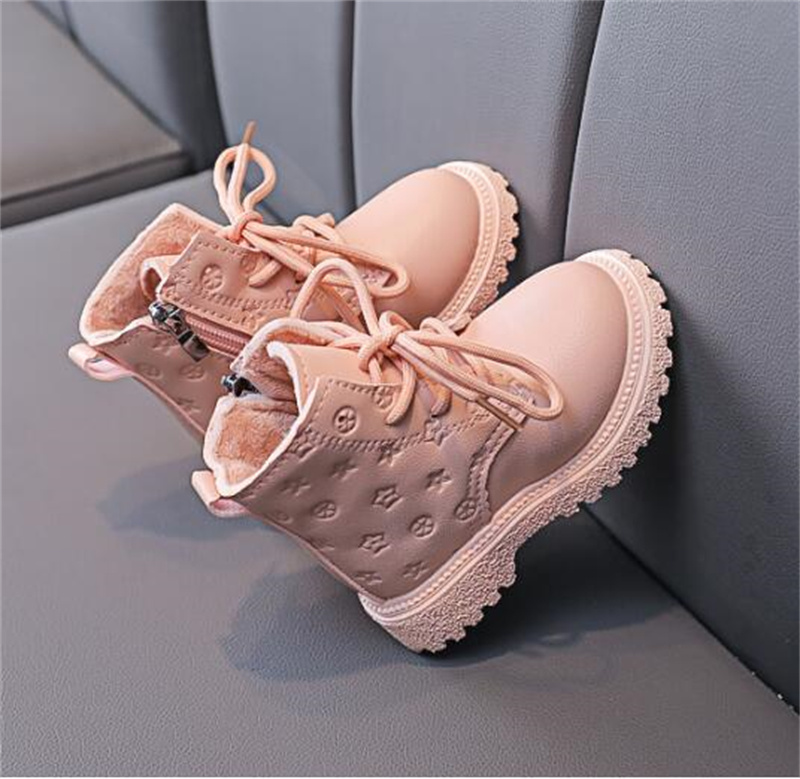 2024 Autumn Winter Children's Boots Boot Girl's Trend Boots Cross Strap Side Zipper Premium Soft Pu Leather Boots Flat Non-Slip Tide