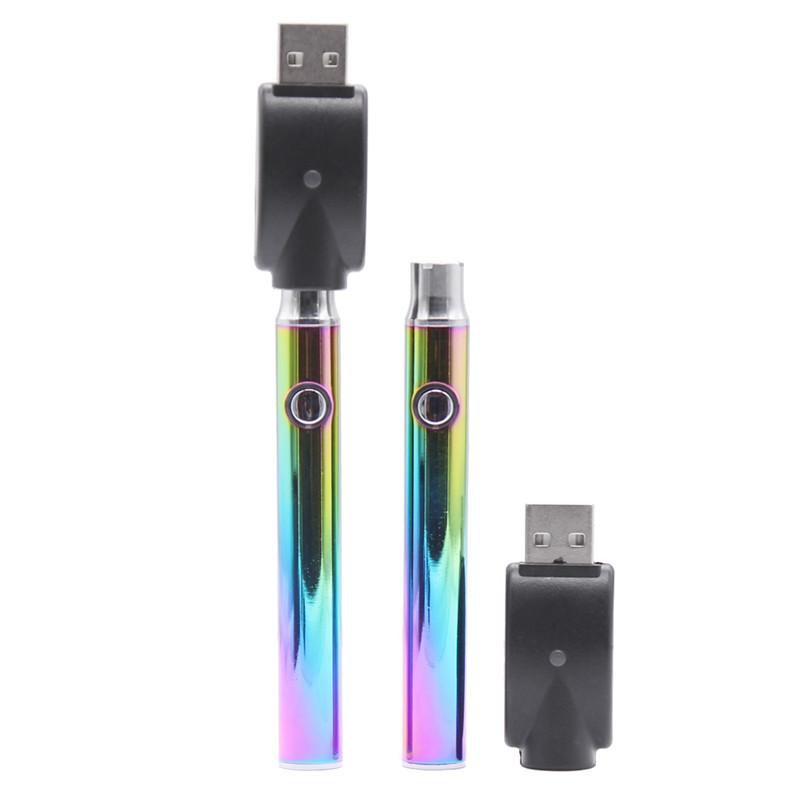 Vertex Rainbow 350mAh Batteri Förvärm justerbara Voltagebatteries Blister USB -laddare för 510 tråd E Cigs Vape Pen