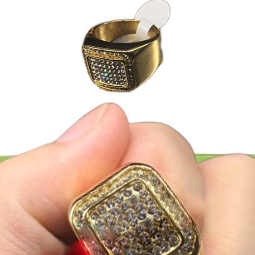 Högkvalitativa fyrkantiga diamantringar Hip Hop Qunk överdriver 18K guld lyxig ring rostfritt stål smycken8517055