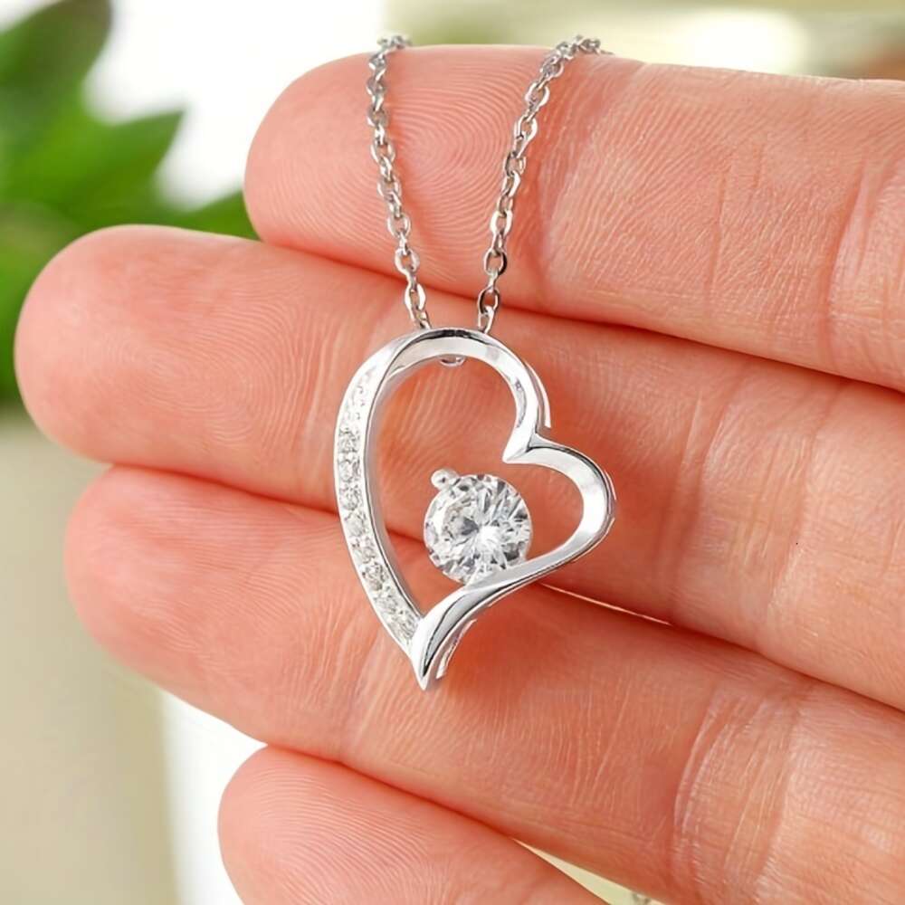 Pour grand-mère Message carte bijoux zircon cubique décor coeur forme pendentif collier,