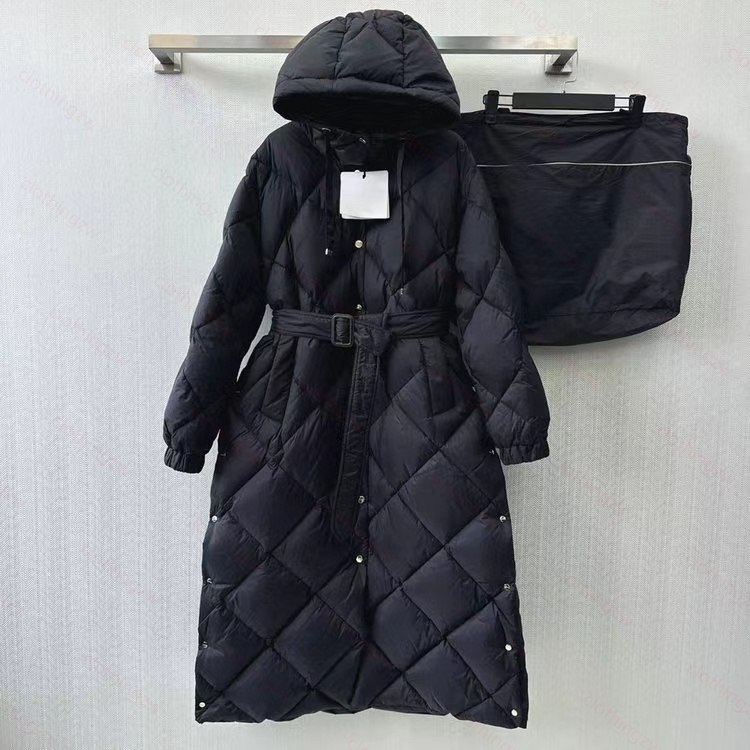 Puffer Jacket Женщины Новый зимний бриллиант клетчатый талия с капюшоном средней длины длины колен