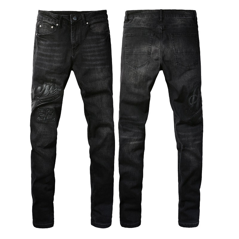 Calças de brim masculinas europeias e americanas de rua na moda jeans de retalhos, calças de ajuste fino elásticas masculinas de alta rua, denim