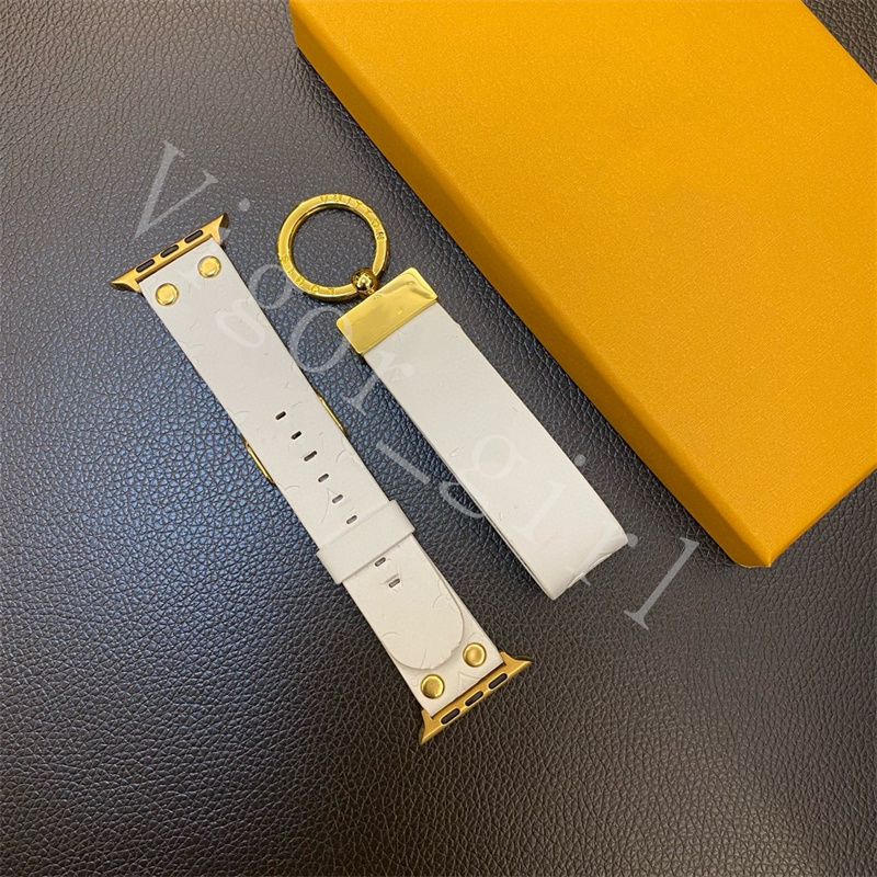 Tasarımcı Keychains Watch Band Seti 10 Renk Süper Kaliteli PU Deri Ana Zincir Kız Anahtarları Güzellik Dekorasyon Gümrükleri /Orijinal Kutu Logosu ile Set Moda Aksesuarları