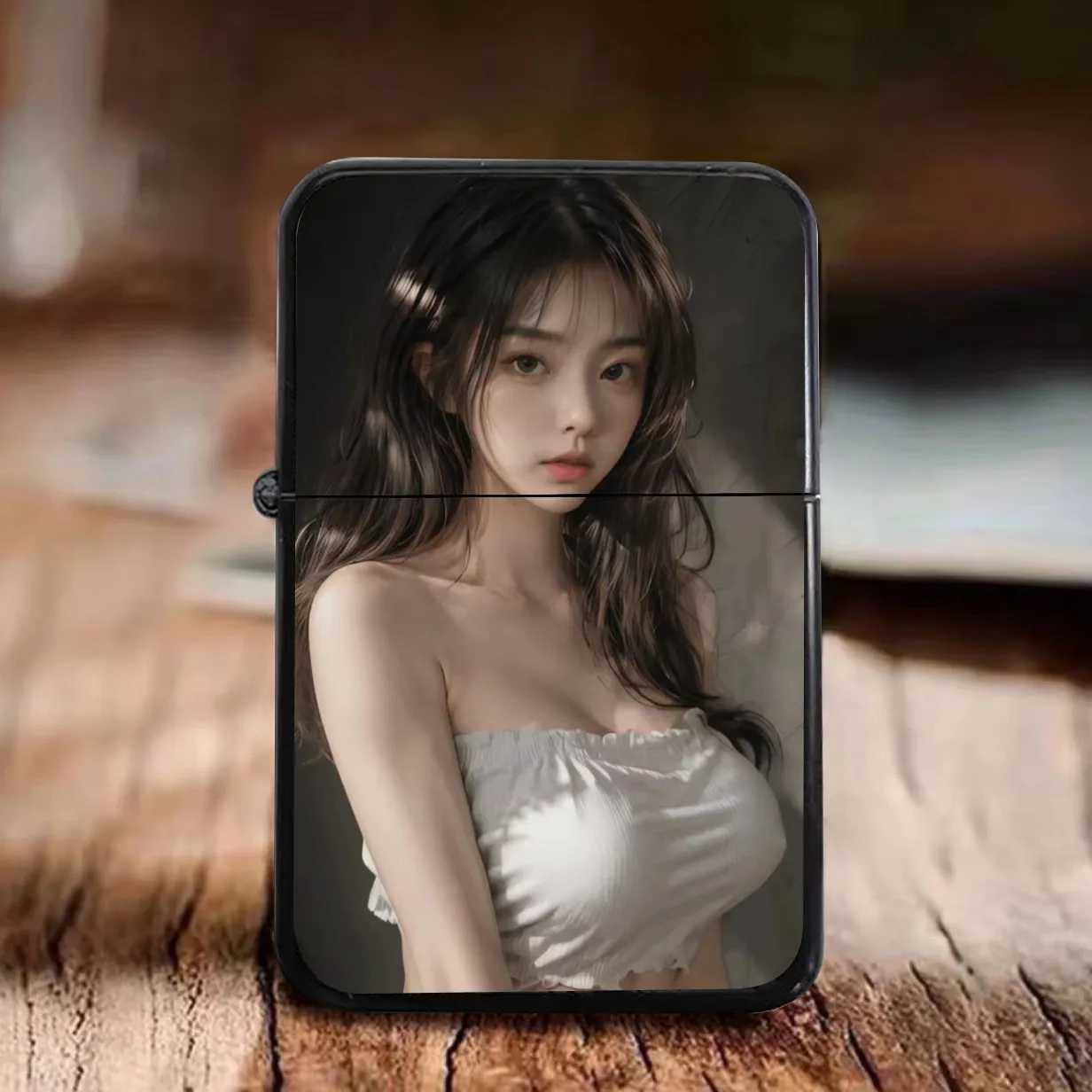 AI Beauty Lighter Kerosene Windproof Metal Cute and Sexy Picture Advertising Birthday Gift