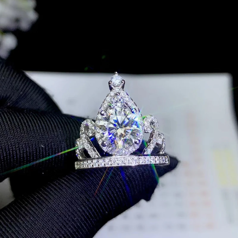 CoLife Sieraden Vintage Crown Moissanite Ring voor Engagement 2ct VVS Grade Moissanite Zilveren Ring 925 Zilveren Moissanite Sieraden