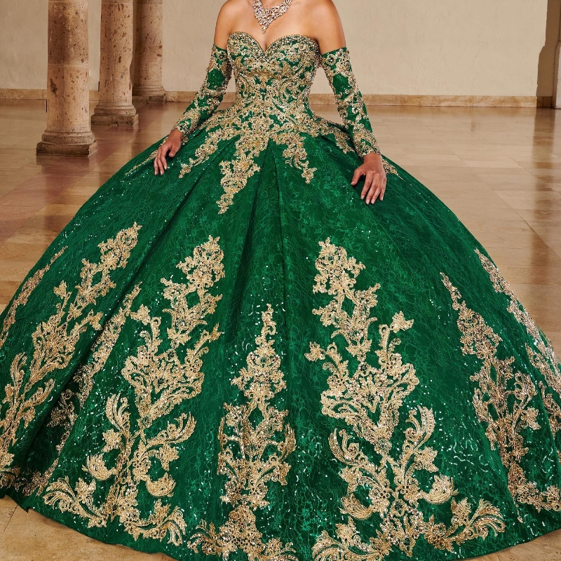 Sparkly Princess Green Shiny Off Shoulder Quinceanera Dresses Sweetheart Lace Applique Sweet 16 Ball Gown Vestidos De 15 Anos