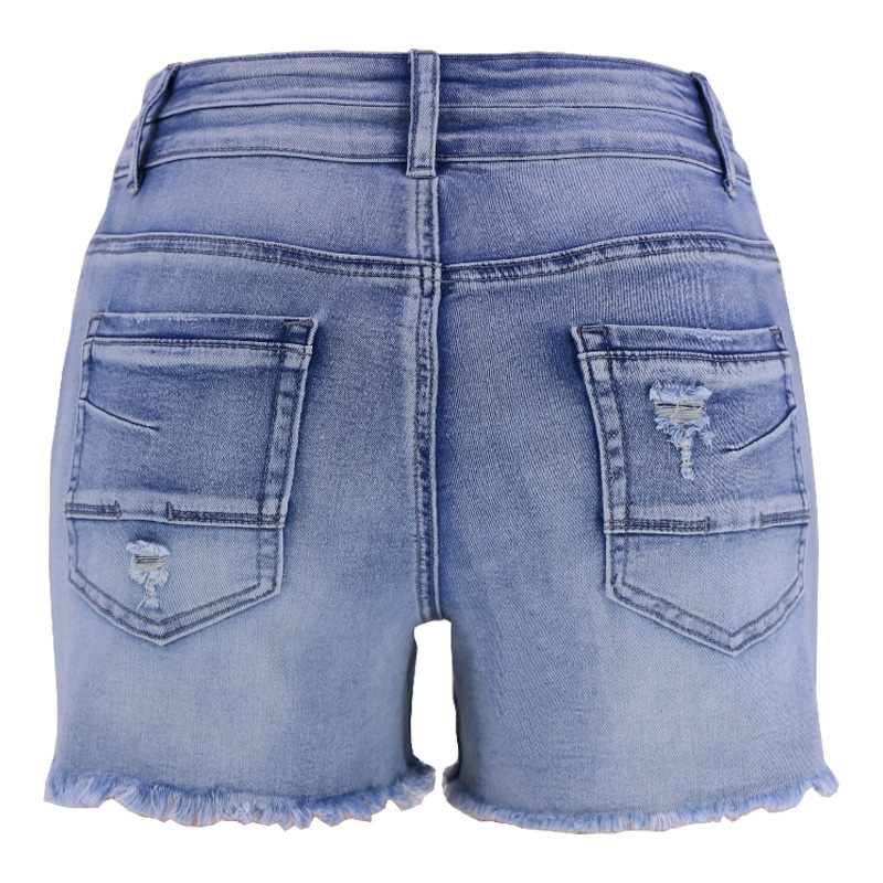 dames korte jeans gescheurd noodlijdende sexy hoge taille denim korte broek kwastje gebleekte krassen broek van hoge kwaliteit