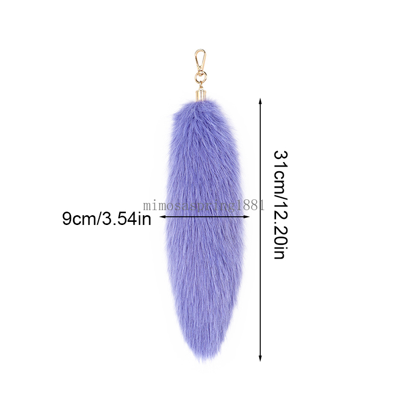 Plush Faux Fur Key Chain Fluffy Pompoms Fox Tail Tassel Keyring Cute Bag Pendant Accessories Women Men Car Key Holder Gifts