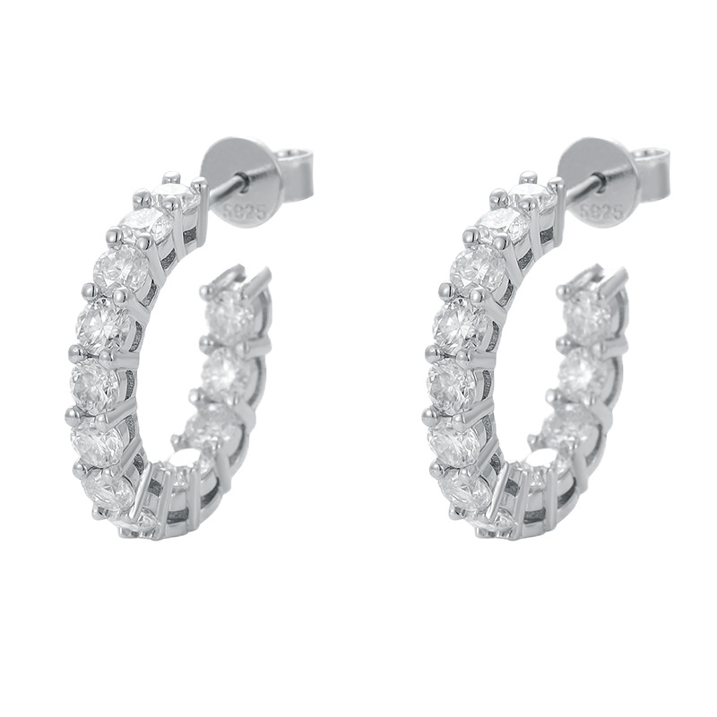 Boucles d'oreilles en diamant Moissanite faites à la main, 3mm, 100% en argent Sterling 925 véritable, bijoux de fête de mariage pour femmes, bijoux de fiançailles