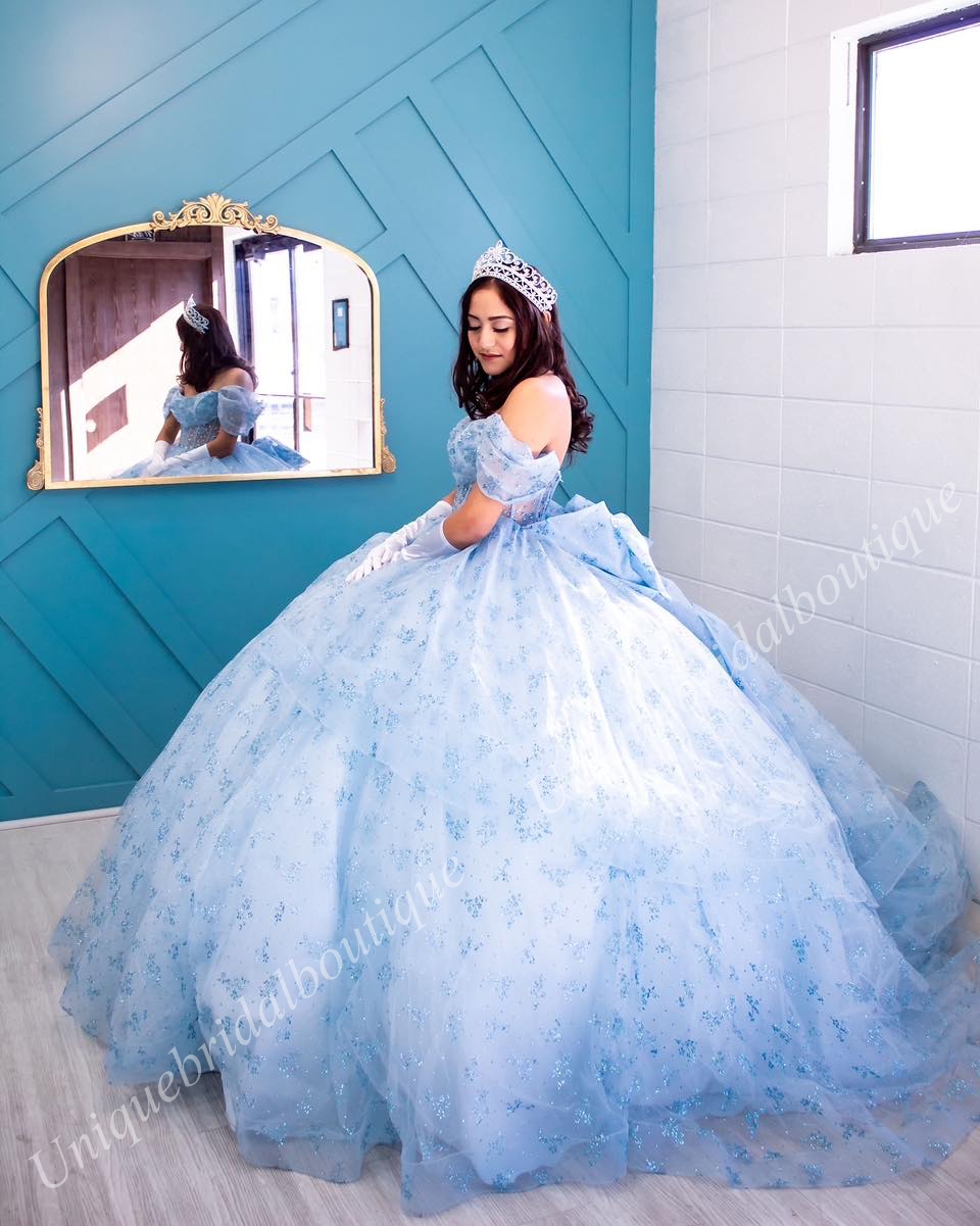 Patterned Glitter Quinceanera Dress Sheer Bodice Scoop Quince Ballgown Corset Sweet 15/16 Birthday Party Gown Vestidos De 15 Anos Charro Mexican Lilac Red Light Blue