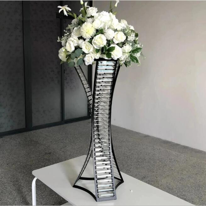 3 szt. Akrylowy ślub Centralpiec Crystal Table Centerpies 80 cm Pillar Road Lead Party Wazon DEMED DECORACJA