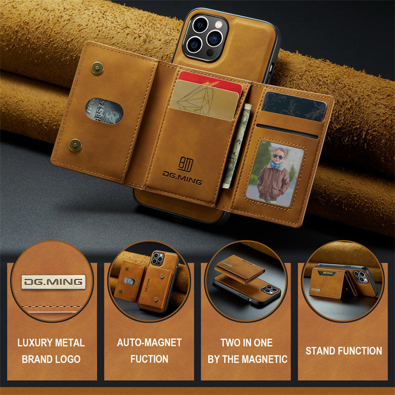 2-in-1 abnehmbare magnetische Lederhülle für iPhone 15 14 Pro Max 15 13 12 11 Xs XR 7 8 Plus Se2020 Brieftaschen-Abdeckung, Kartenhalter-Tasche