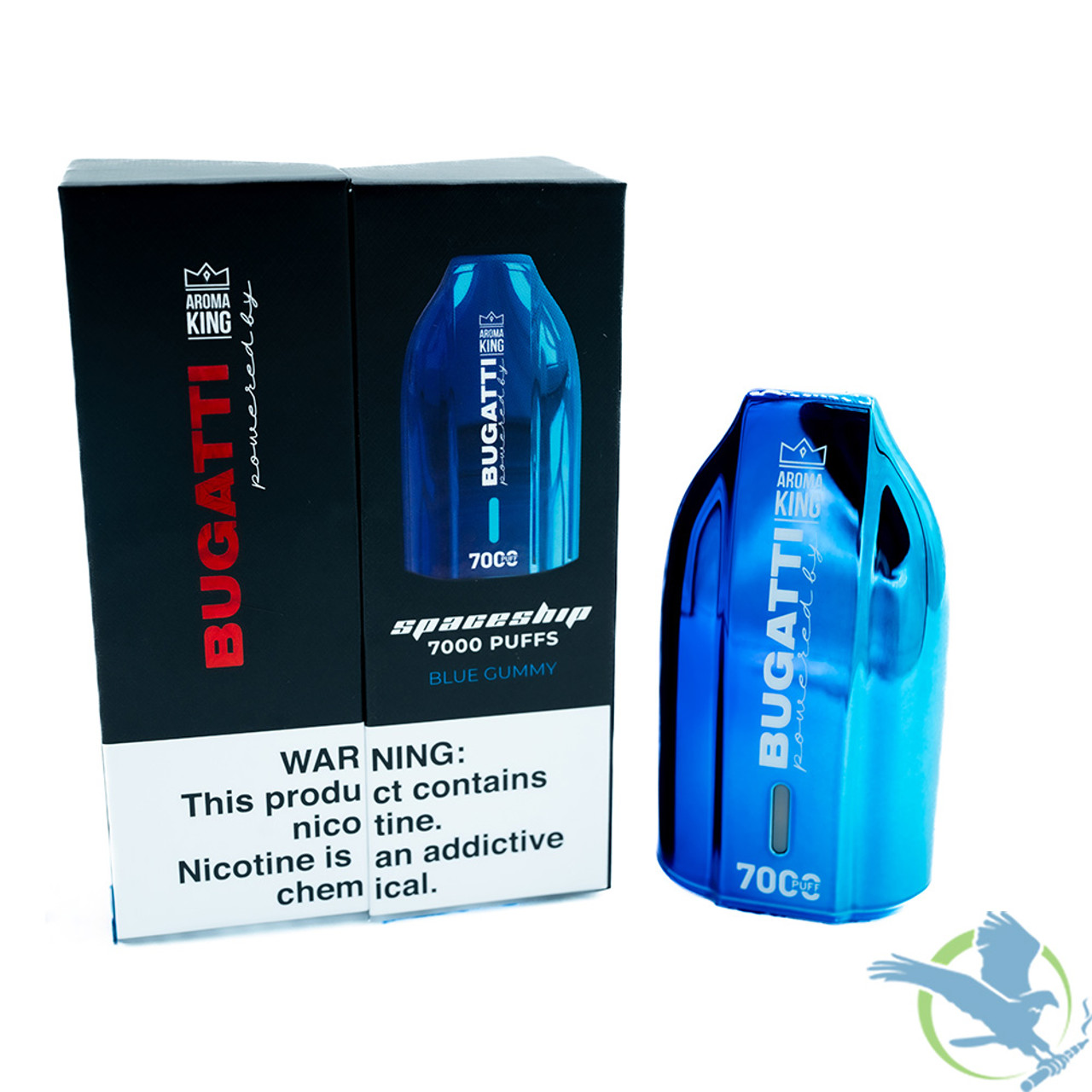 Aroma King 15ml 7000 Puflar tarafından güçlendirilen Bugatti uzay gemisi 500mAh Önceden doldurulmuş nikotin tuzu şarj edilebilir tek kullanımlık cihaz