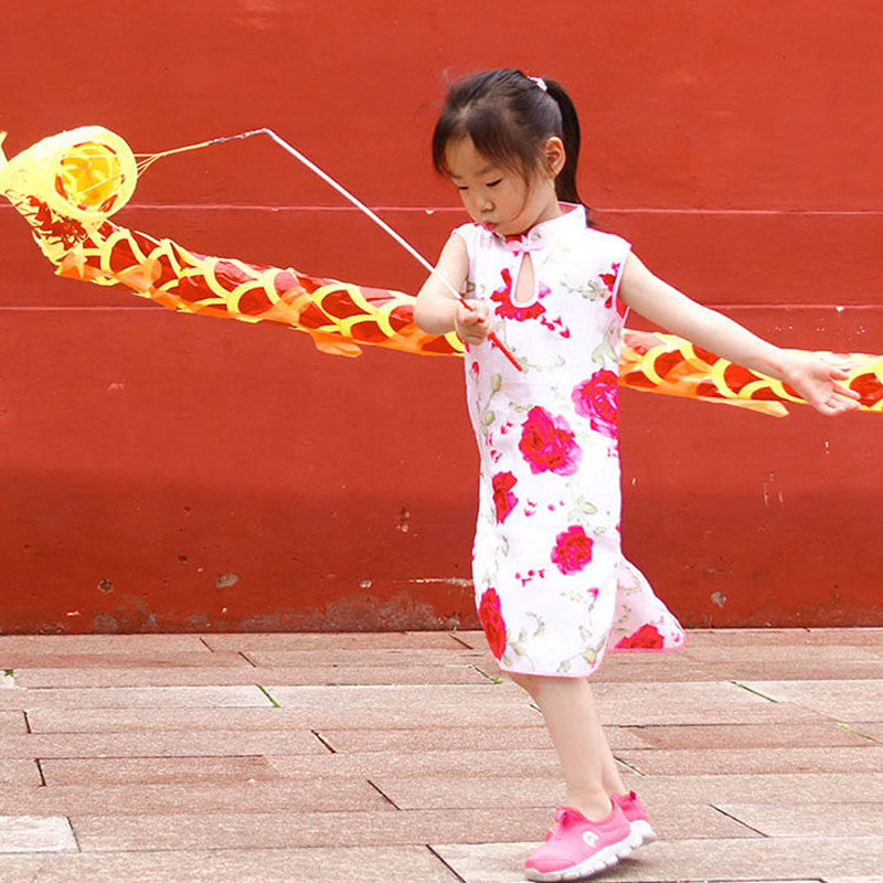 3M Dragon Dragon Dance New Year Gift Children Diabolo Props Fitness Dragon Ribbon مع قضيب