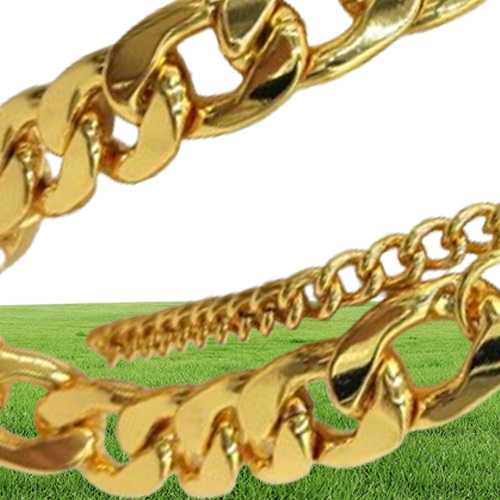 USENSET 11mm Stainless Steel 18K Gold Plated Cuban Curb Dog Pet or Cat Link Chain Collar Pet Supplies6351580