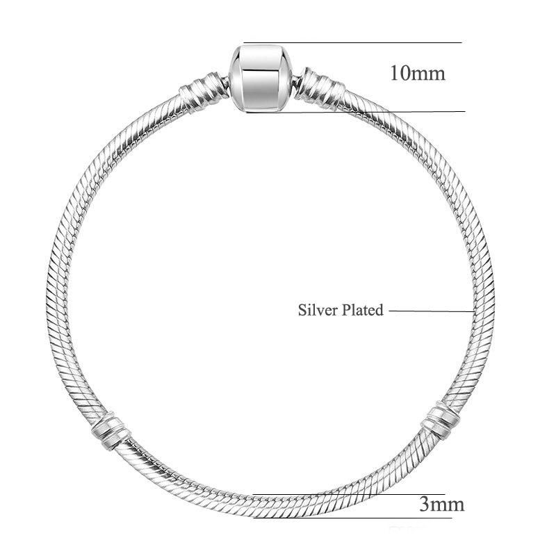 European Popular S925 Sterling Silver Plated Snake Chain Bracelet Fit Pandora Charm Beads Bangle Bracelets Hand Wrist for Women Jewelry Gift Wholesale Price