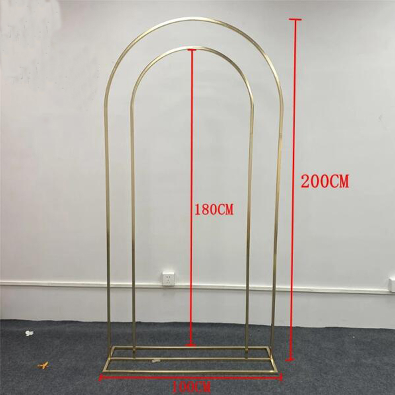 Brilhante arco duplo display rack ao ar livre casamento banhado a ouro moldura da porta festa de aniversário cenários sinal de boas-vindas balões suporte