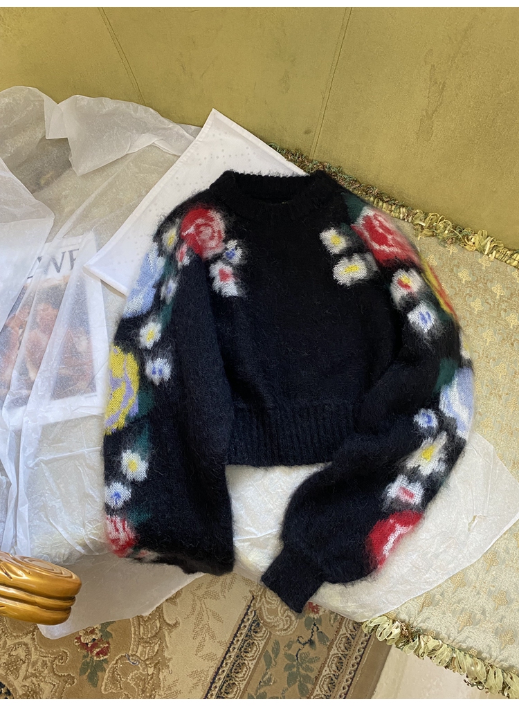 2023 Czarne kwiaty drukują marka damskiej pullover w tym samym stylu swetry damskie DH03