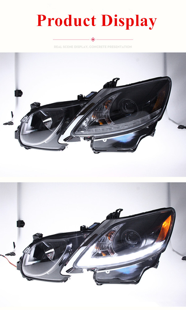 LED Daytime Driving Headlight Assembly för Lexus GS Head Light 2004-2012 GS350 Gul bländsignalbil