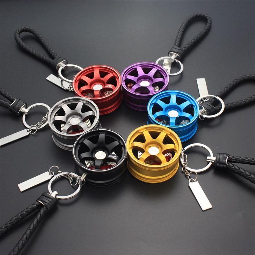 Car Keychain Aluminium Sploy Rim Model Rays TE37 Wheel Keyring for Auto Austories Moto Key Ring for Keys Key Chains Trinket237r