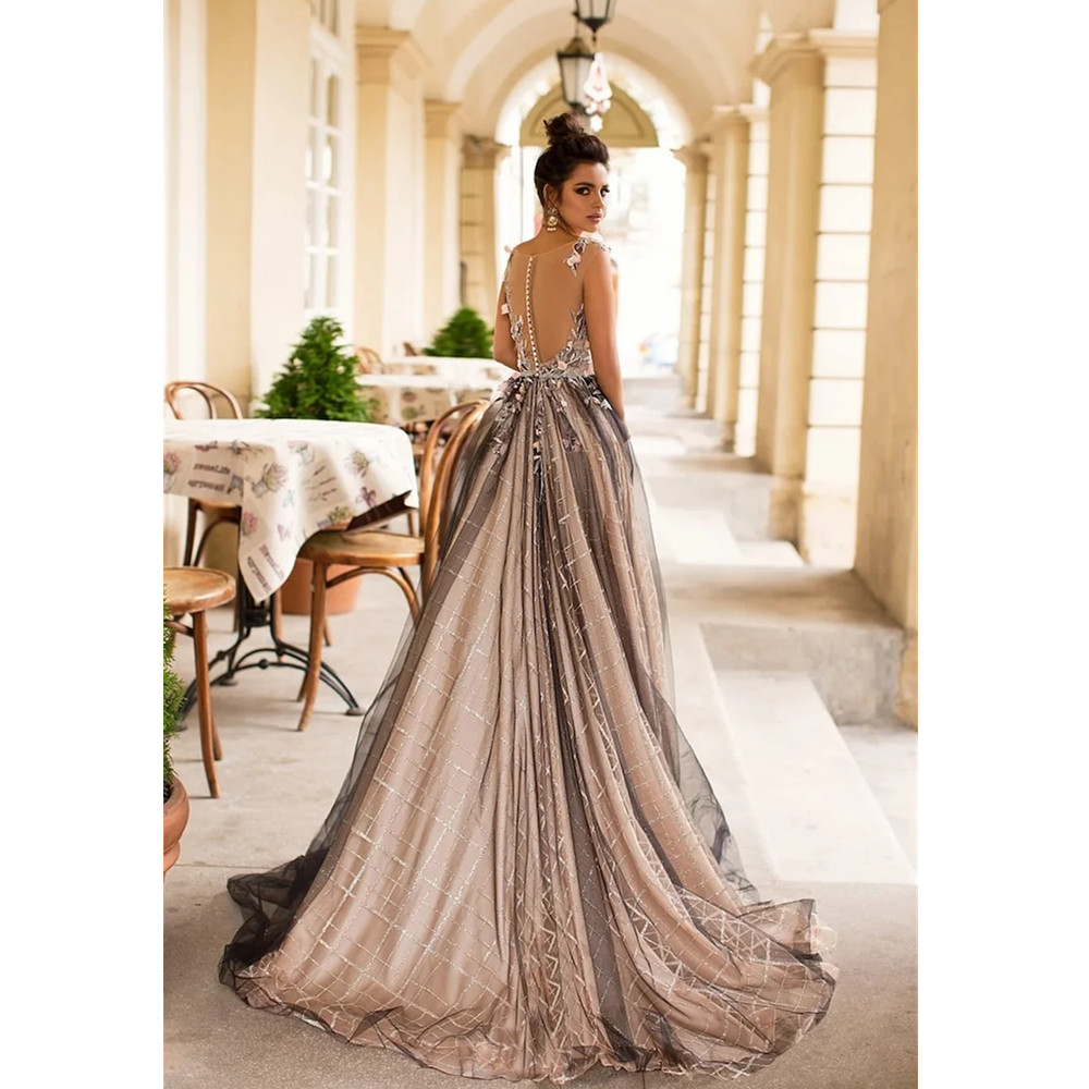 A-Line Satin Prom Dress Sexy High Slpt Sweetheart Formal Women Evening Gowns Sleeves Vestidos de Novia Pary Dress