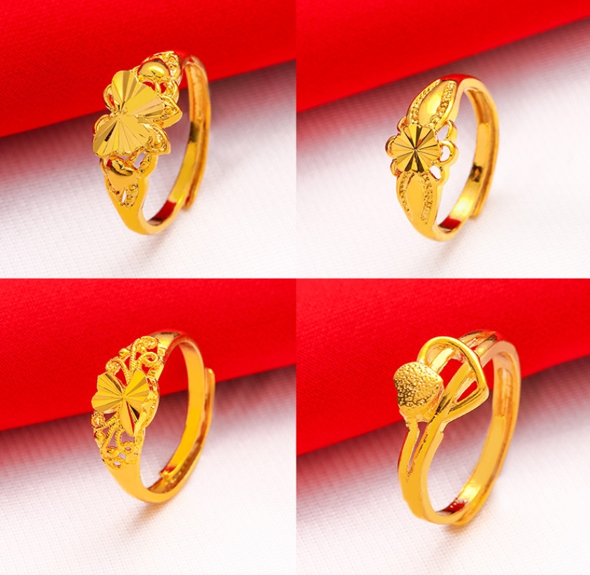 Bagues de bande Dragon Bow Feuille de Lotus Plaqué Or Jaune 10 Pièces Beaucoup Style Mixte Gtkr1 Mode Taille Ouverte Femmes 24K Plaque Bague Goutte D