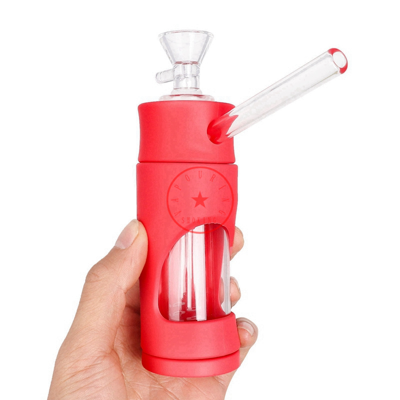 Novo Estilo Colorido Bainha de Silicone Fumar Bong Pipes Kit Portátil Inovador Viagem Garrafa De Vidro Bubbler Filtro De Tabaco Lidar Com Funil Tigela Waterpipe Titular DHL