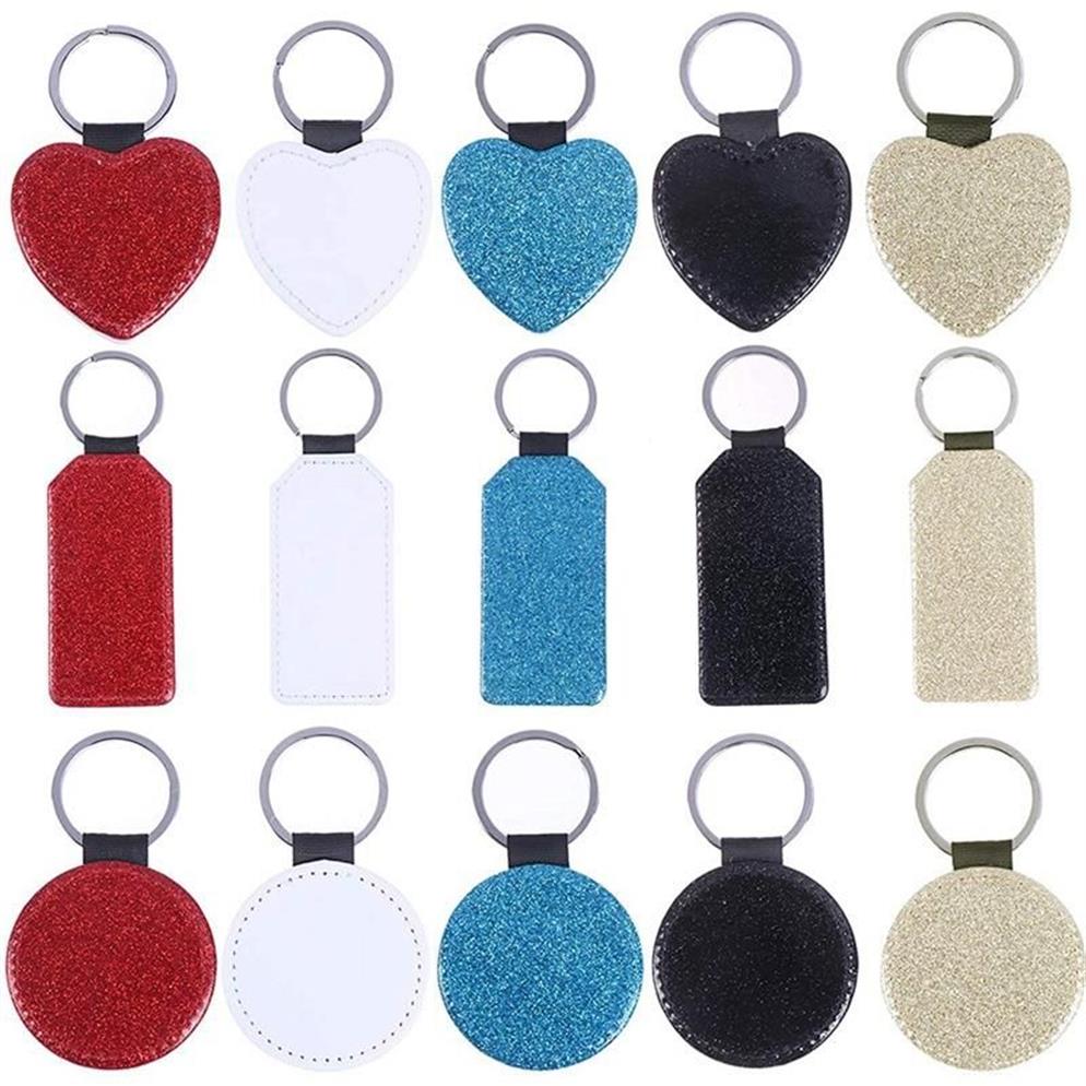 Keychains Sublimation Blanks PU Leather Heat Transfer Keychain With Key Rings DIY Blank301Q