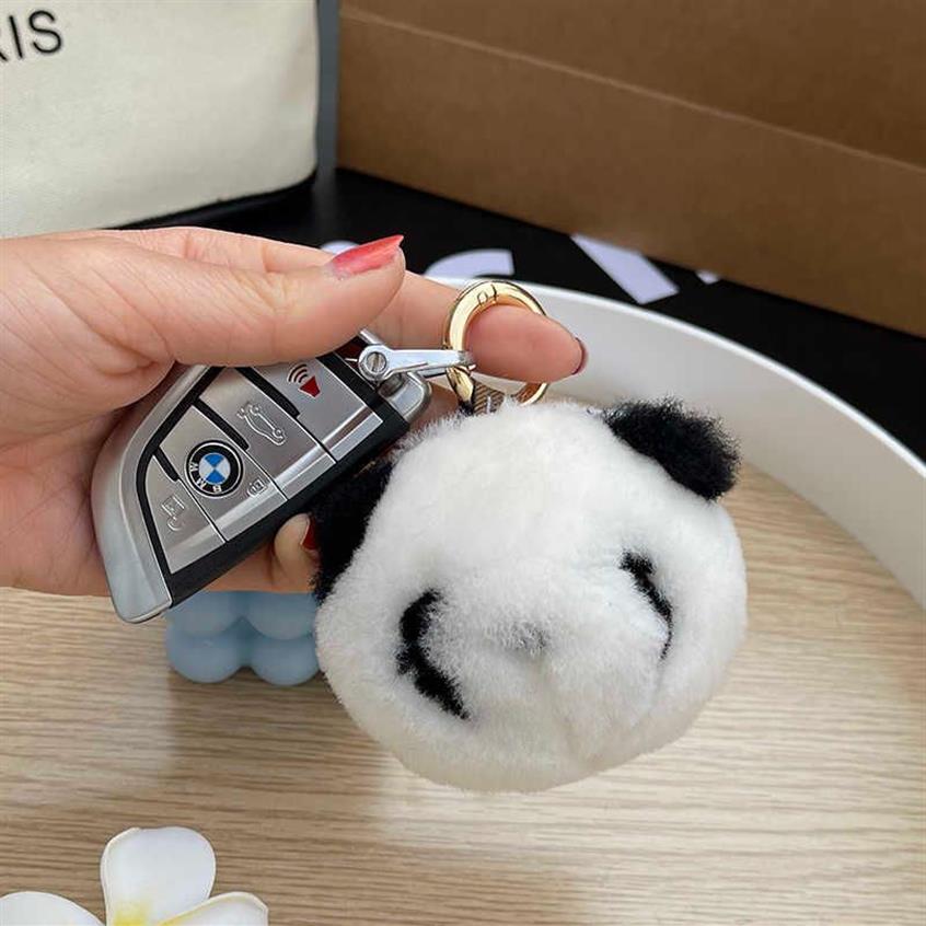 Söt liten panda bil nyckelkedja koreansk design ins plysch dollväska pendant244r