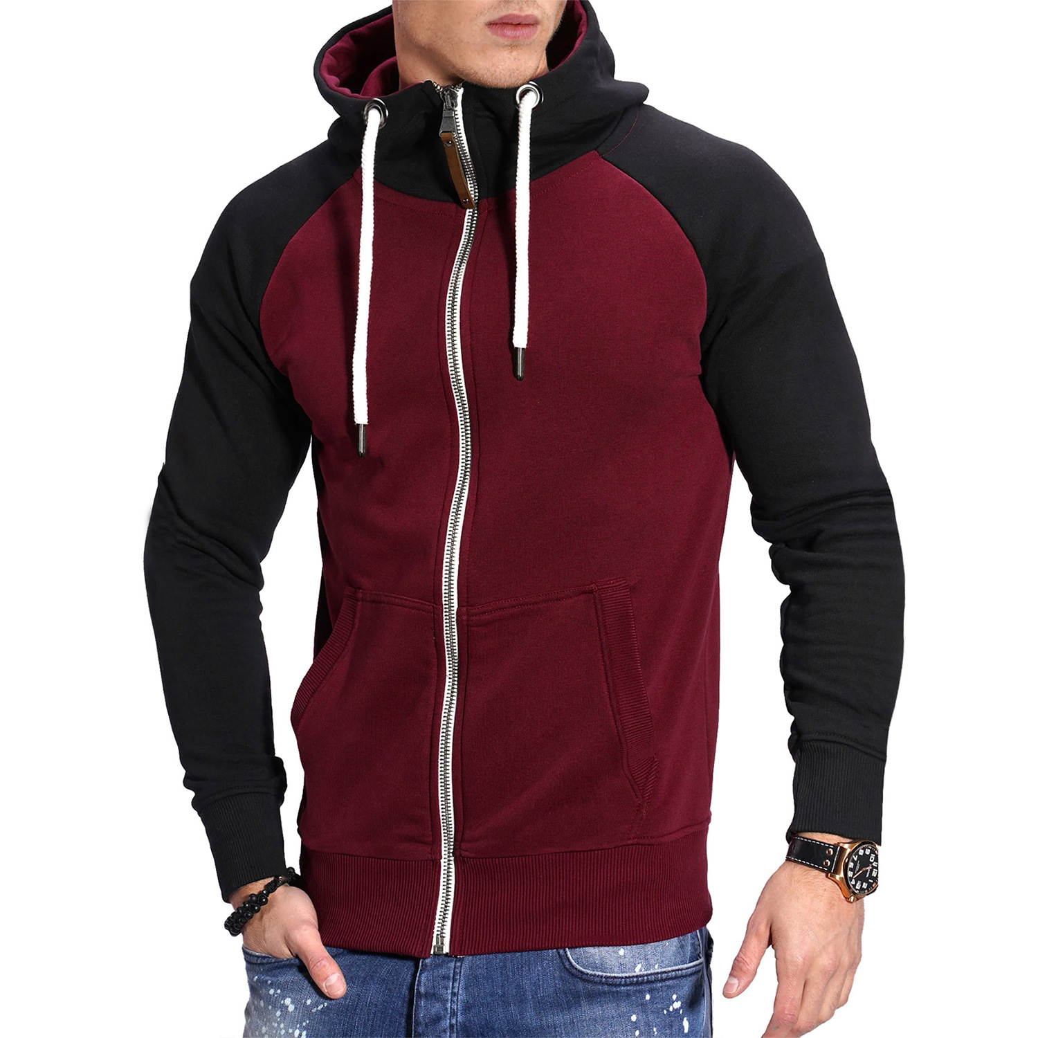 Sudaderas con capucha acolchadas para hombre Moda Patchwork Diseñador Sudaderas Otoño Cargidan Cremallera Casual Suelto Suéter con capucha Manga larga High Street Algodón Deportes Sudadera con capucha Tops 2XL