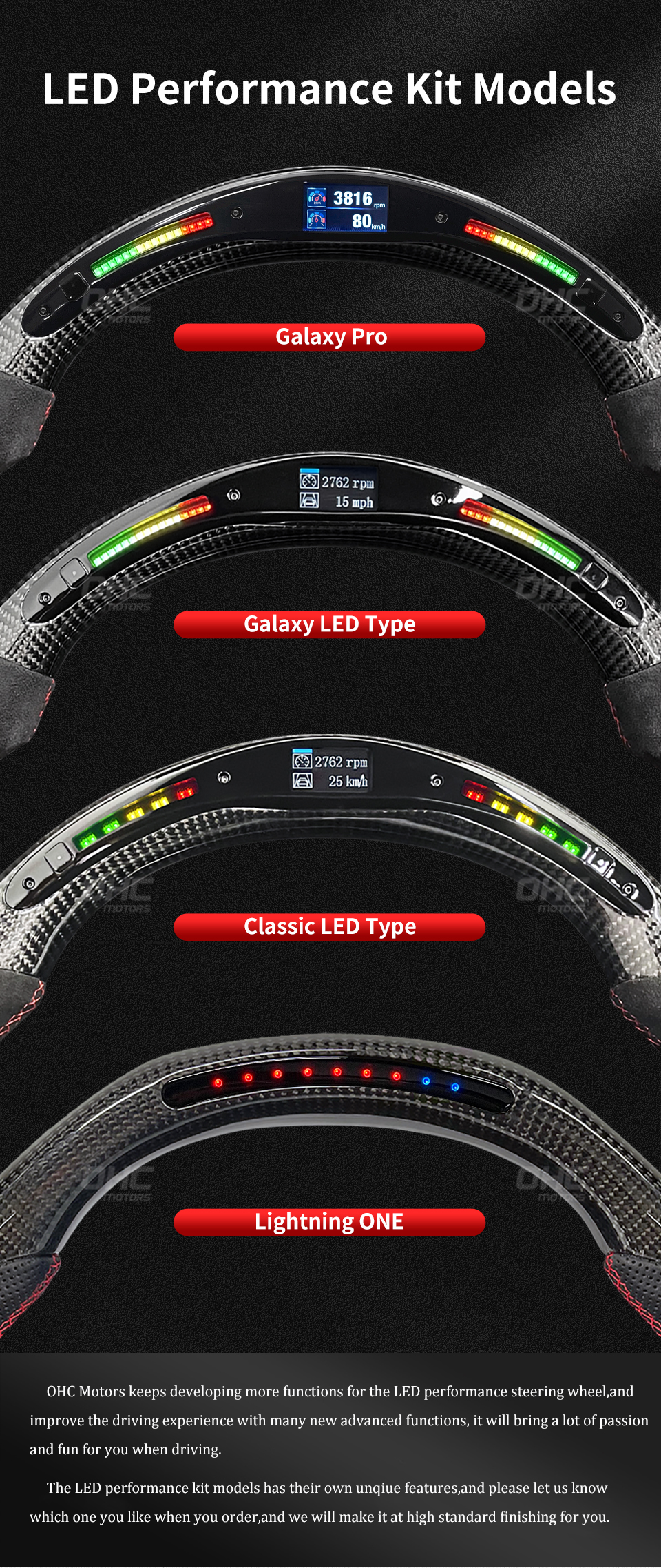 Volante de carro em fibra de carbono real para desempenho de LED BMW E46