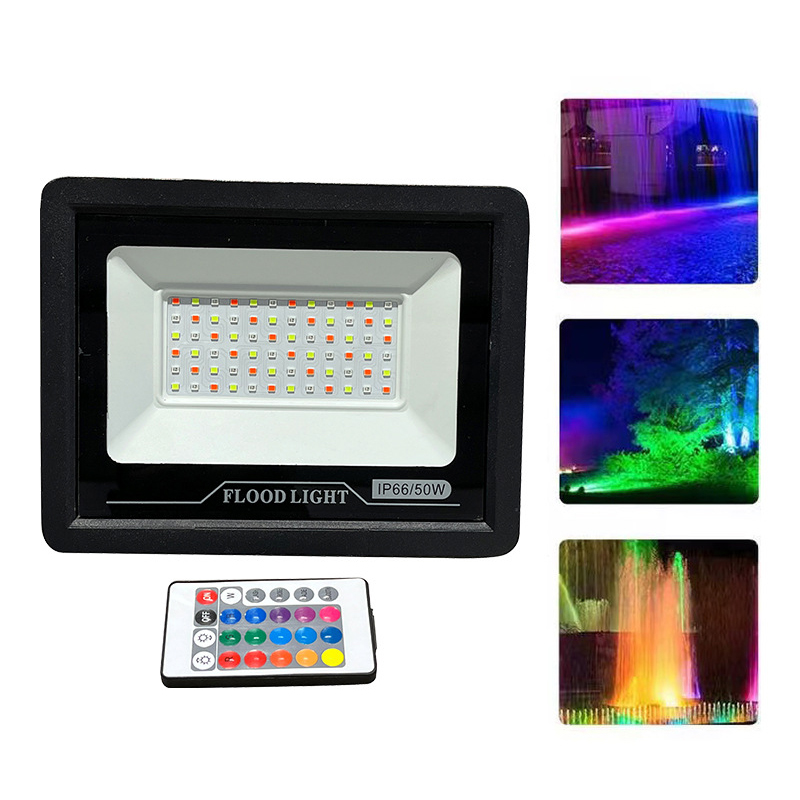 Holofote led rgb, 20w, 30w, 50w, 100w, 220v, 110v, refletor para parede externa, lâmpada ip66, à prova d'água, iluminação de jardim