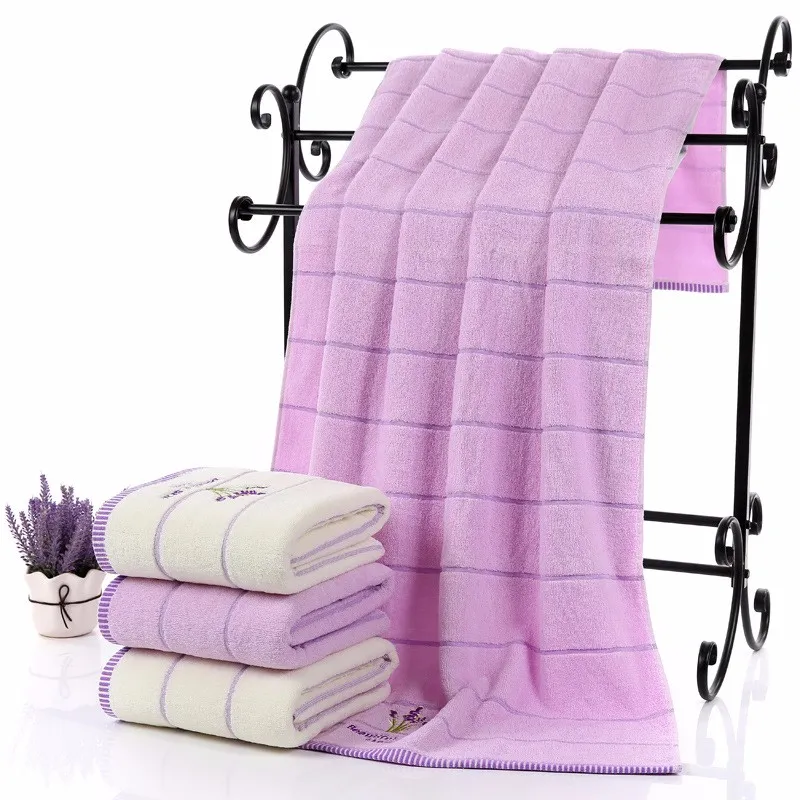 High Quality Luxury 100% Lavender Cotton Fabric Purple White Towel Set Bath Towels For Adults Child Face Towel Bathroom 218F