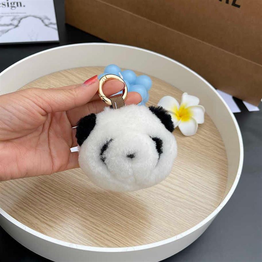 Söt liten panda bil nyckelkedja koreansk design ins plysch dollväska pendant279q