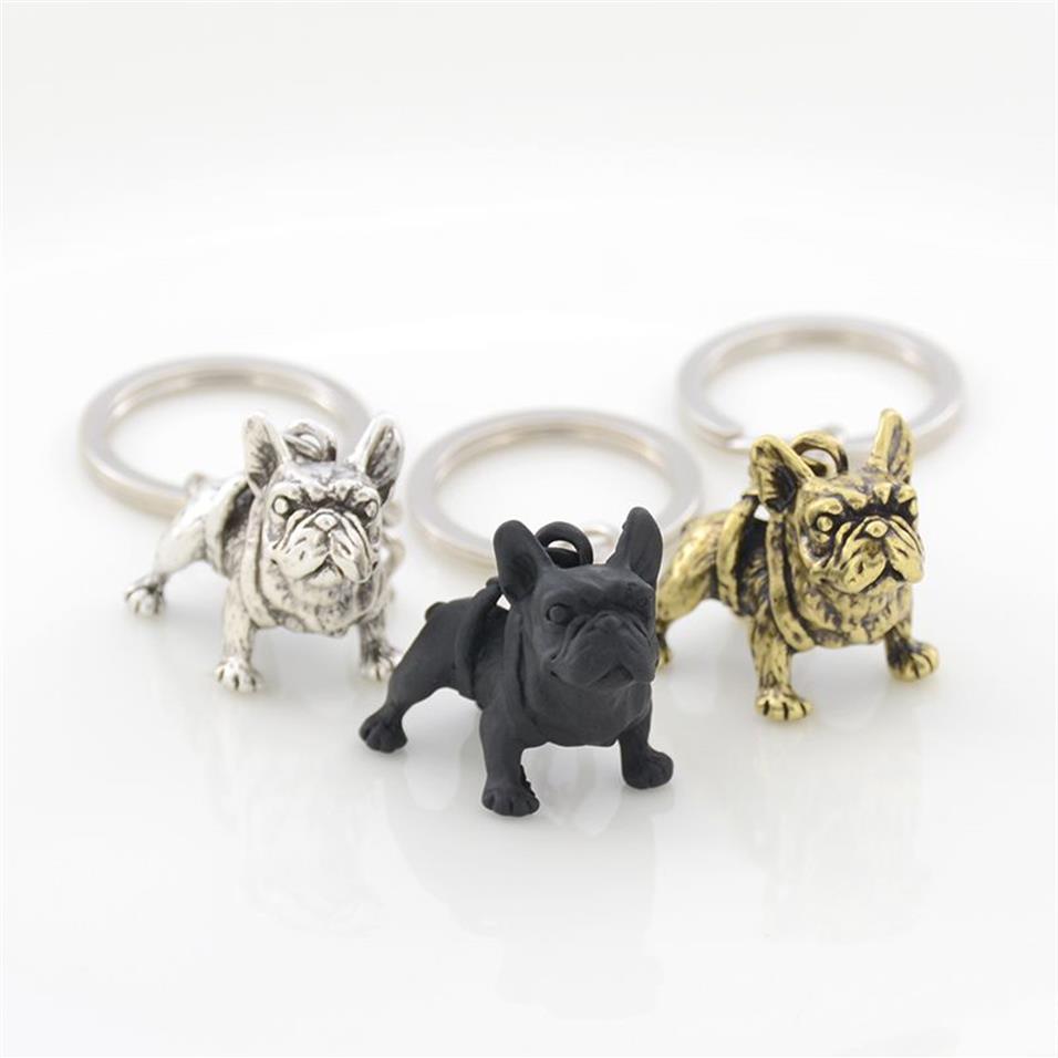 Schlüsselanhänger aus Metall, schwarz, französische Bulldogge, niedlicher Hund, Tier-Schlüsselanhänger, Schlüsselanhänger, Damen-Taschenanhänger, Haustier-Schmuck, Geschenk, ganze Menge, Lots247y