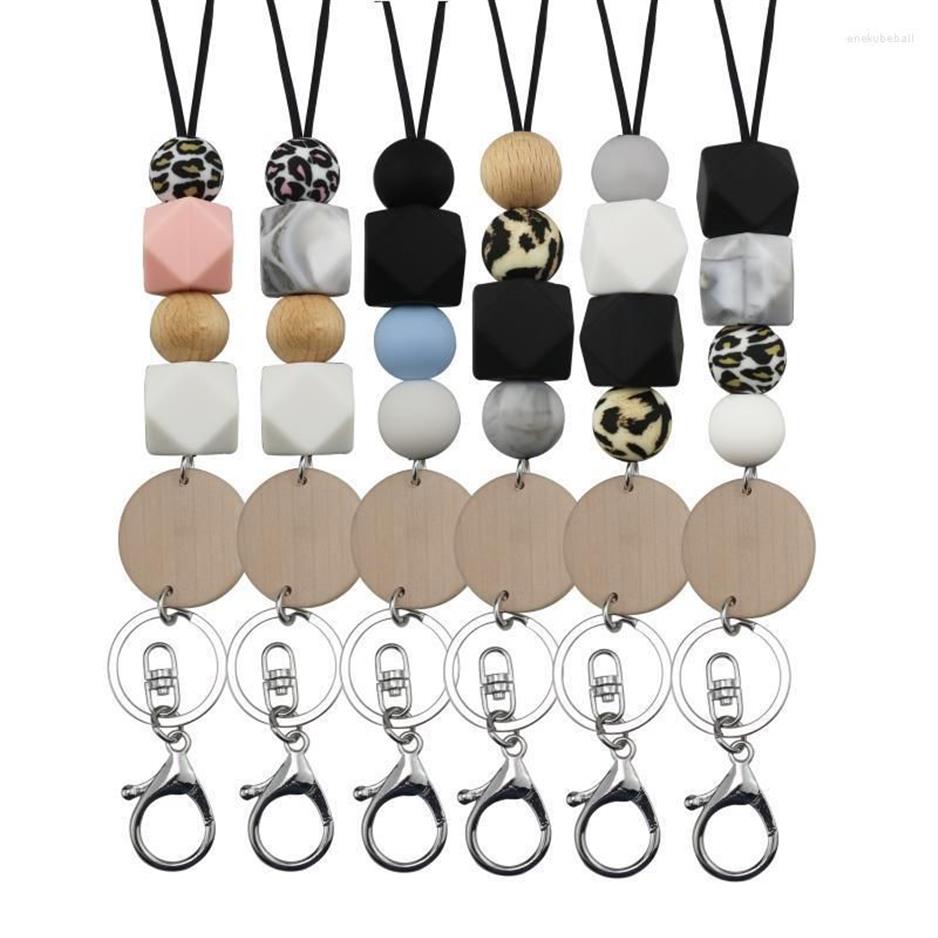 Keychains ID Badge Holder Teacher Lanyards Affärskort Beaded Lanyard Necklace Breakaway Key Chain Silicone Office School Suppli256i