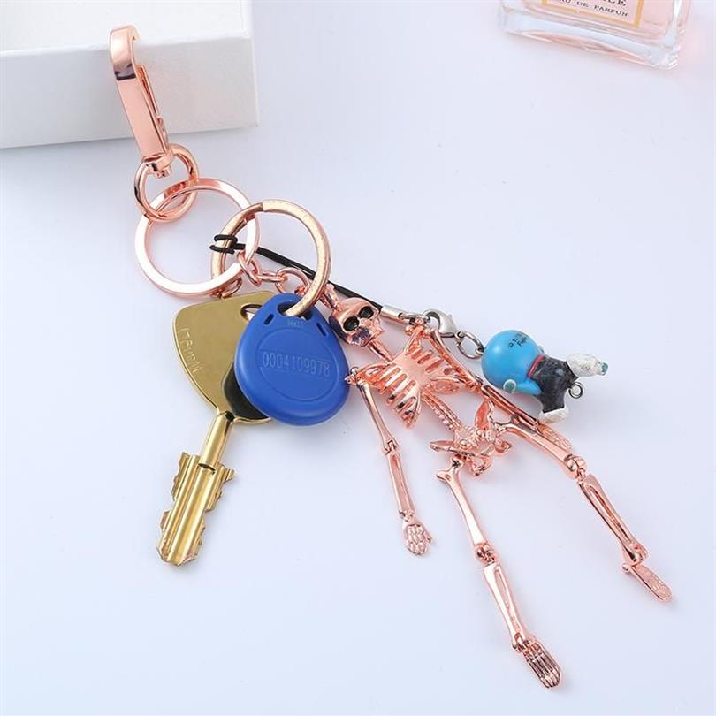 Porte-clés Gwwfs crâne squelette pendentif porte-clés hommes femmes sac charme anneau voiture porte-clés porte-clés Chaveiro cadeau 2810