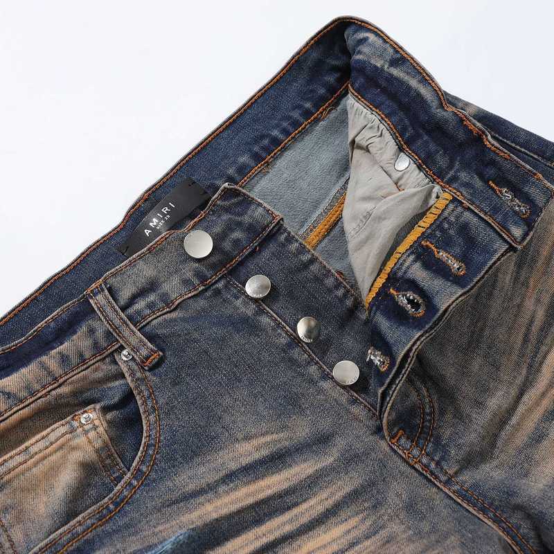Men's Jeans designer luxury JB New Dirty Embroidered Letter Slim Fit Elastic Leggings KT4Q
