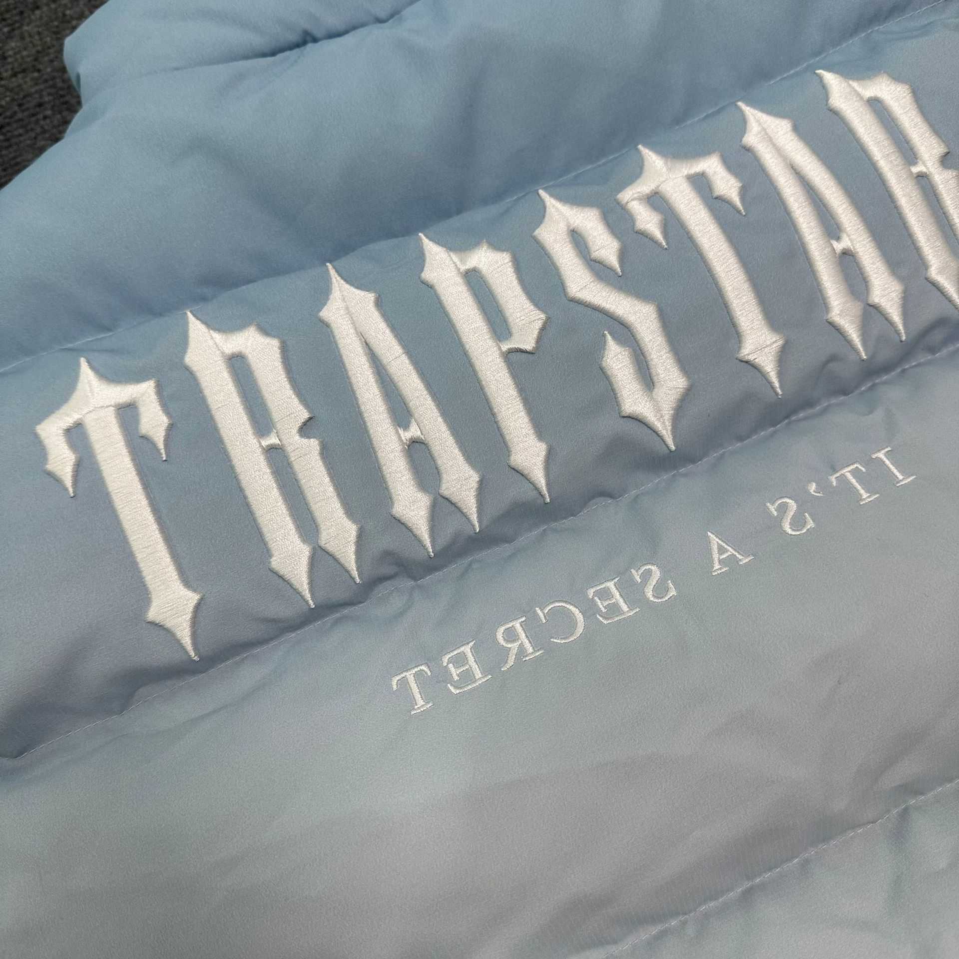 Colete trapstar gradiente azul claro, jaqueta unissex de marca moderna com gola sem mangas, roupa casual