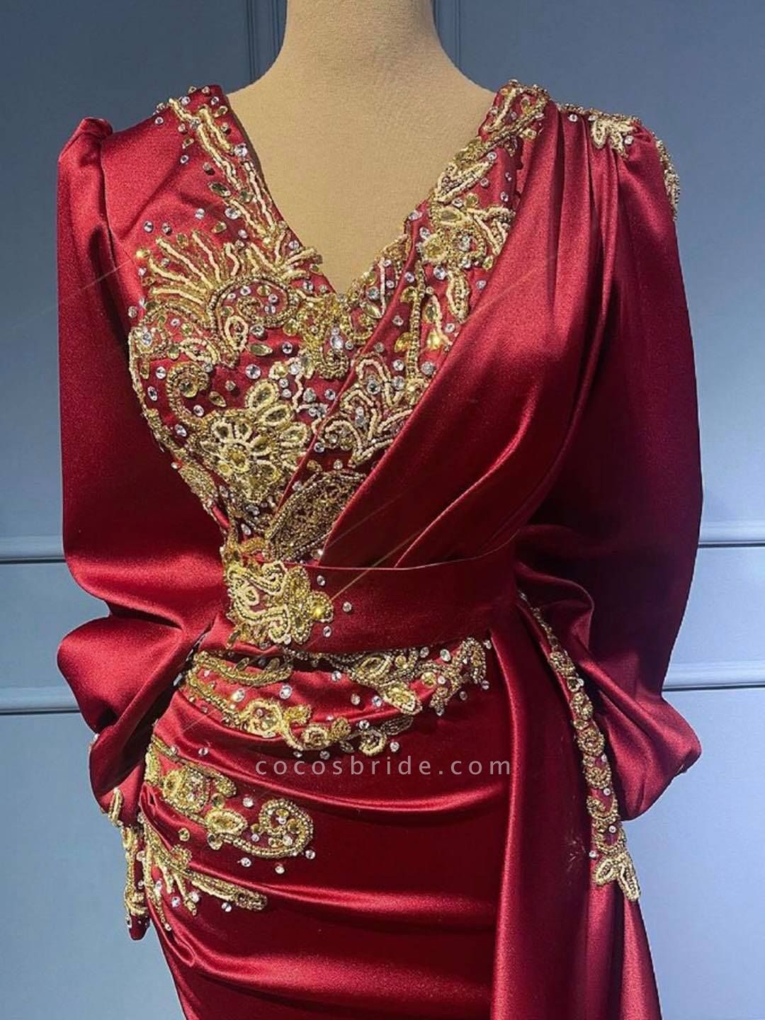 Arabic Aso Ebi Mermaid Hot Red Prom Dresses Beaded Crystals Evening Formal Party Second Reception Birthday YD