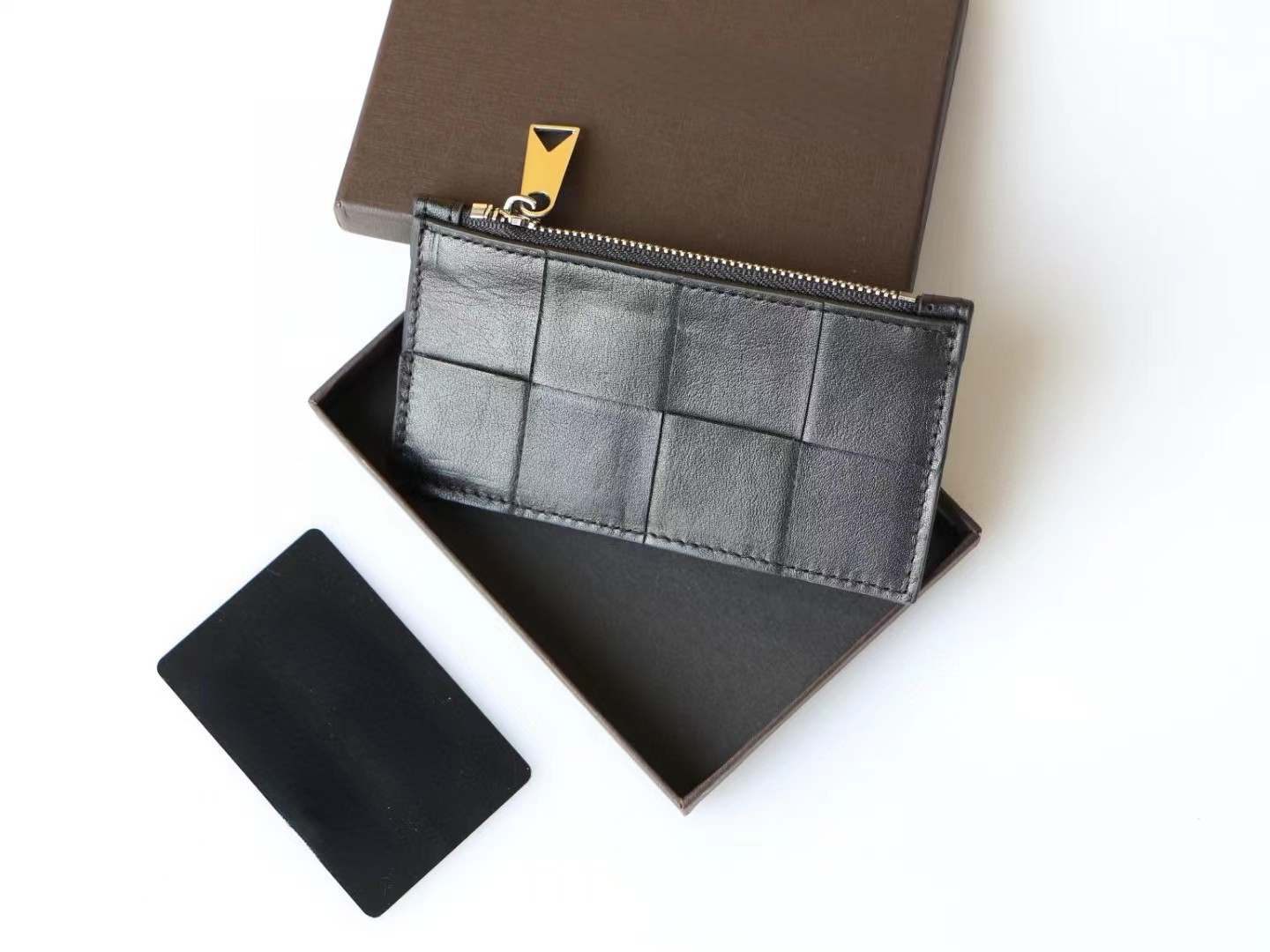 Portefeuilles en cuir véritable Intrecciato Cassette Bi-Fold Zip Wallet Porte-cartes de crédit Porte-monnaie tissé Marque de luxe Designer Long Short Purse Hommes Femmes Cadeau avec boîte 2546