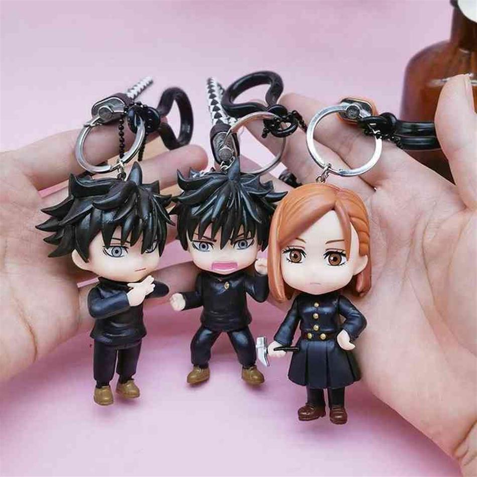 Porte-clés Jujutsu Kaisen Figures Porte-clés pour clés de voiture 2021 Hommes Anime Bibelots Gojo Satoru Porte-clés Accessoires Sac Femme La271L