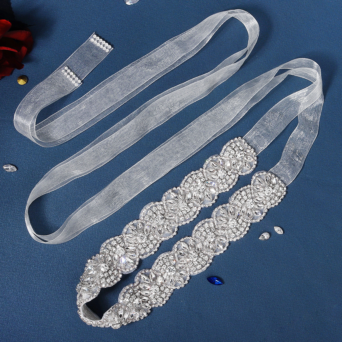 Luxury Sparkling Rhinestone Bridal Belt for Wedding Dress Accessories Silver Color Crystal Bride Belt Sash Ribbon Party Bridesmaid Sashes Gift CL3031