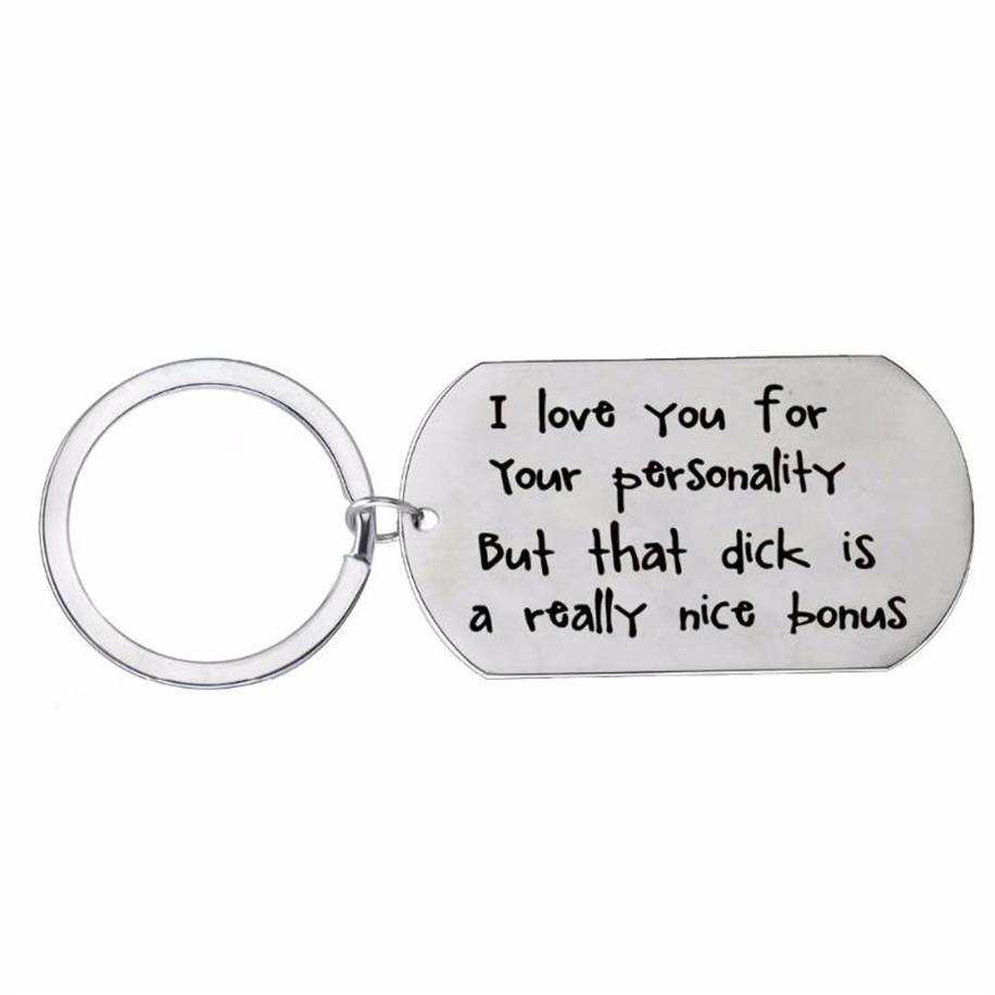 مفاتيح مفاتيح I Love You Keychain Dog Tag Stainless Steel Keyring للزوجين صديقة صديقها زوجة الزوج سلسلة مفتاح السلسلة Funn2725