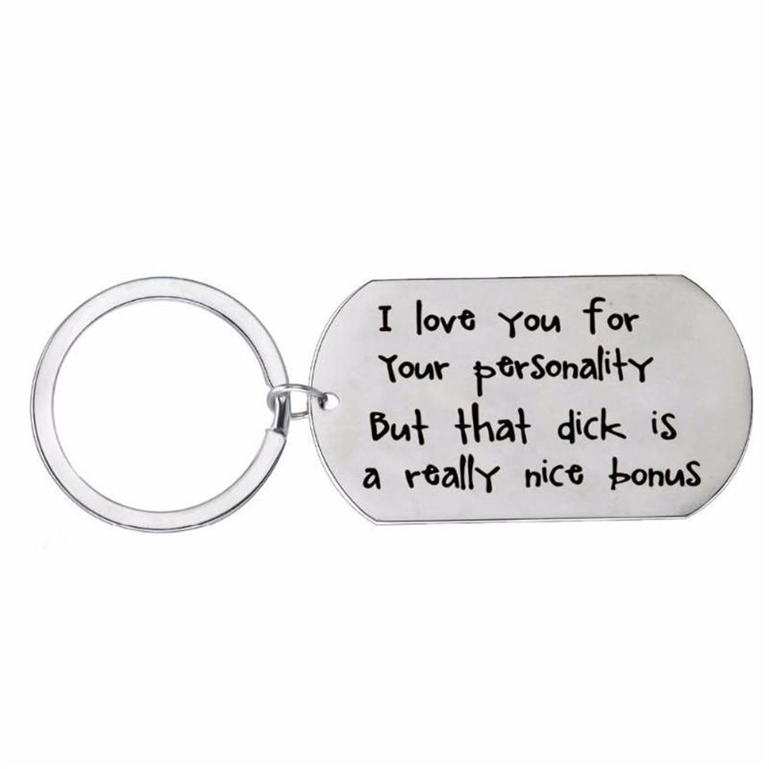 مفاتيح مفاتيح I Love You Keychain Dog Tag Stainless Steel keyring للزوجين صديق صديقها زوجة الزوج سلسلة مفاتيح السلسلة Funn315r