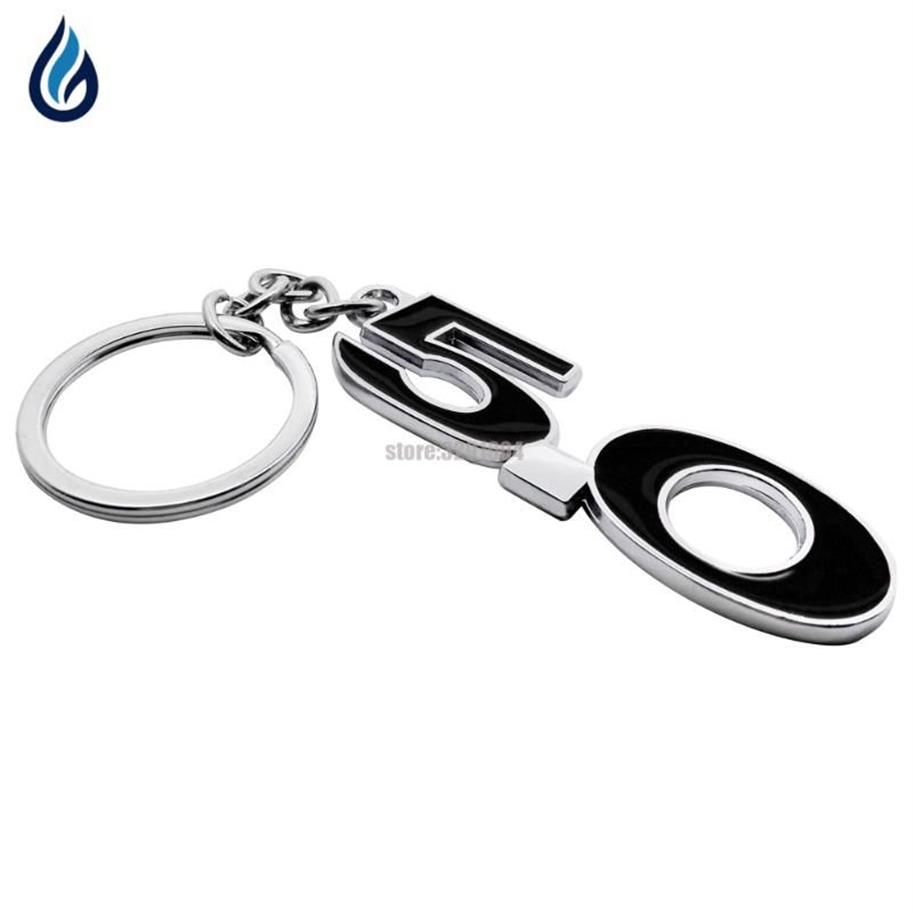 Keychains Metal 5 0 Emblem Red Black Car KeyChain Keyring Key Rings Fit For Mustang GT V8 COYOTE Chain Accessories Miri22323w